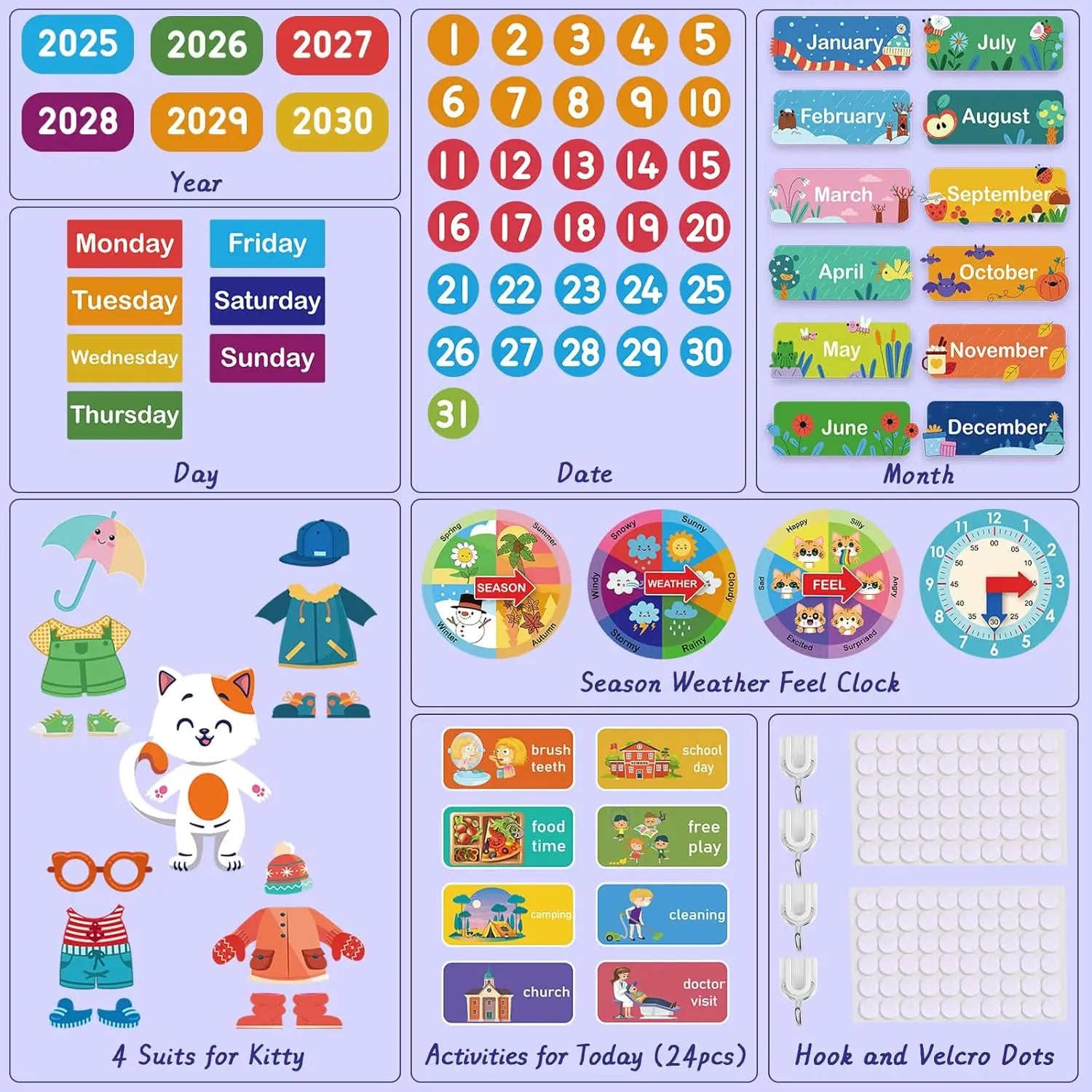 My First Daily Calendar Circle Time Preschool Classroom Learning Toys Daily Routine Chart for Kids with Autism Learning Material
