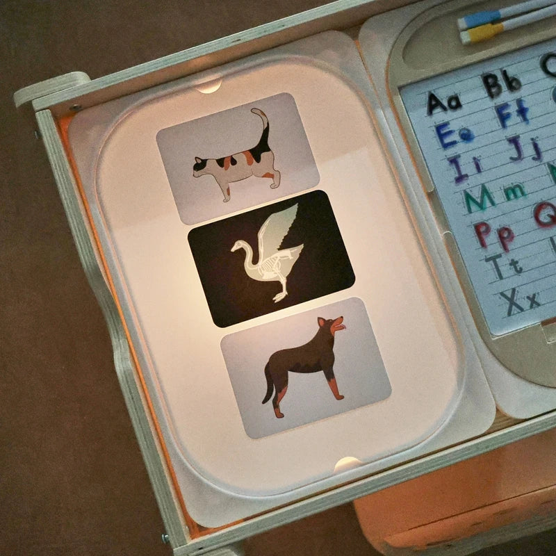 Montessori Children's Optical Wooden Sensory Table Used for Sensory Board Games Number and Letter Spelling Toys Gift
