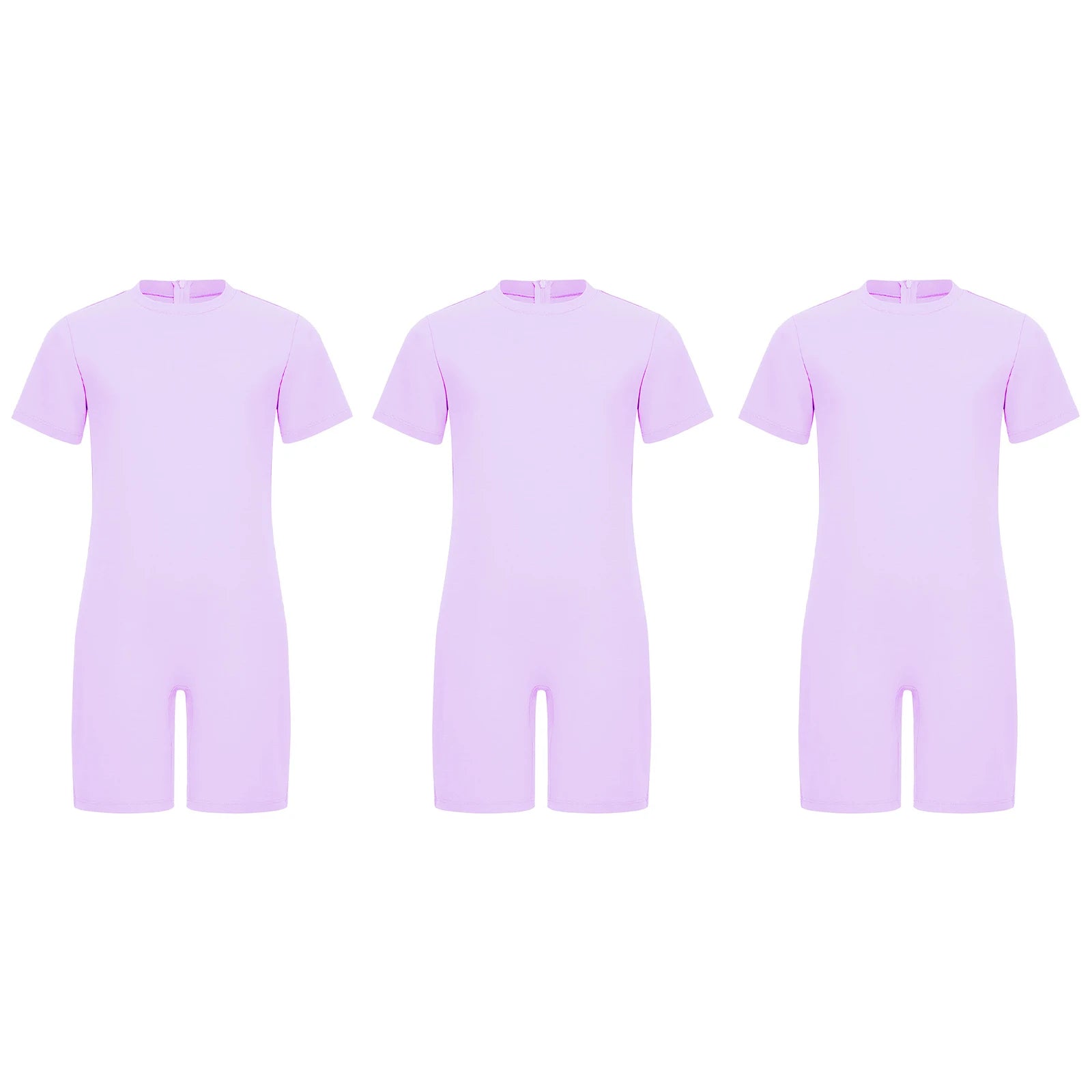 Children Boys Girls 3Pcs Set Autism Special Needs Adaptive Clothing Short Sleeve Back Zipper Anti-strip Solid Color Bodysuit