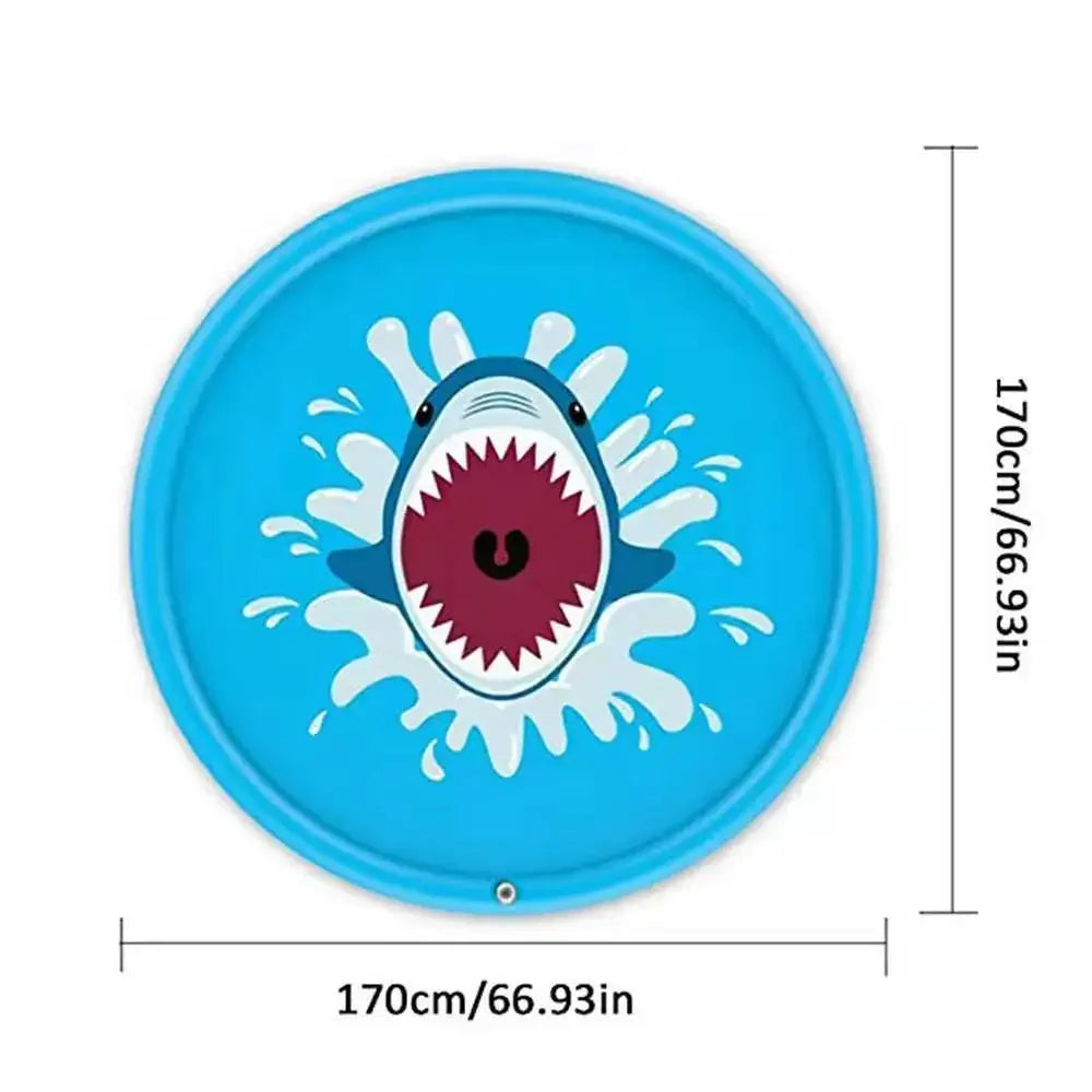 PVC Inflatable Water Spray Pad, Courtyard Water Play Pad, Blue Dolphin Pattern Water Sports Mat