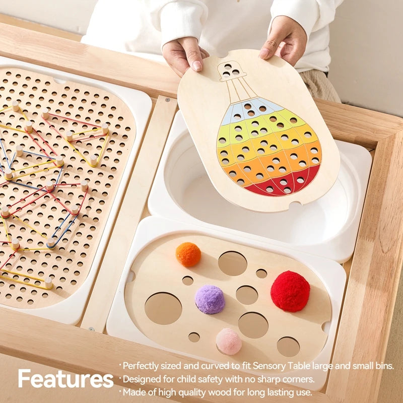 Wooden Montessori Sensory Table Board Kids Colorful Ball Sorting Game Early Learning Toy Kids Fine Motor Skills Training Gift
