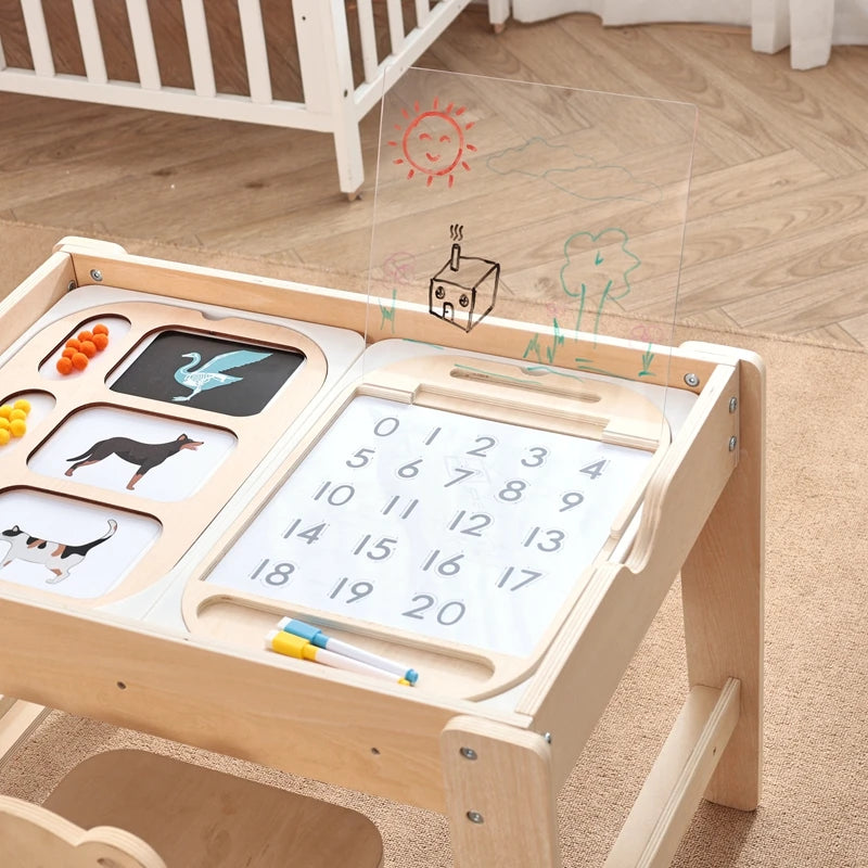 Montessori Children's Optical Wooden Sensory Table Used for Sensory Board Games Number and Letter Spelling Toys Gift
