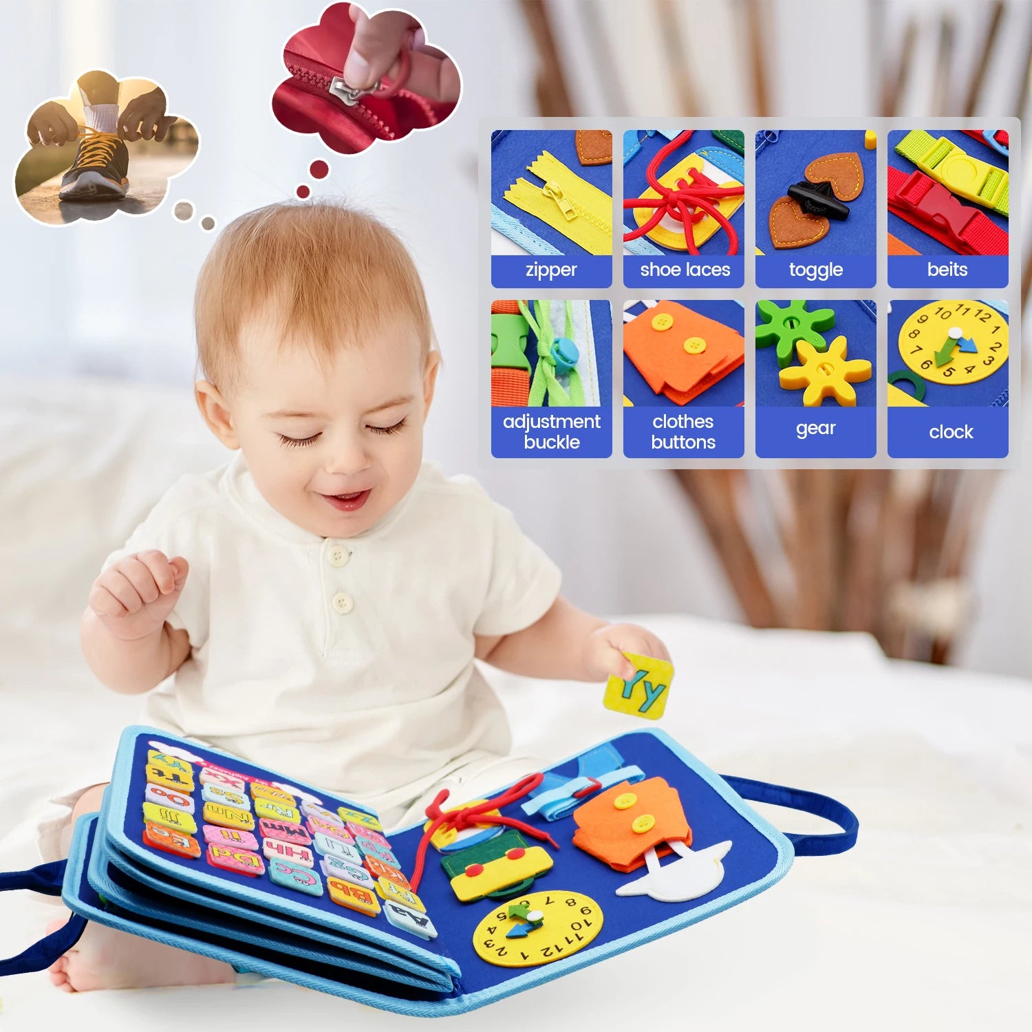 Busy Board Montessori Toys for Toddler Busy Book Sensory Preshool Early Education Learning Fine Motor Skills Toys For Children