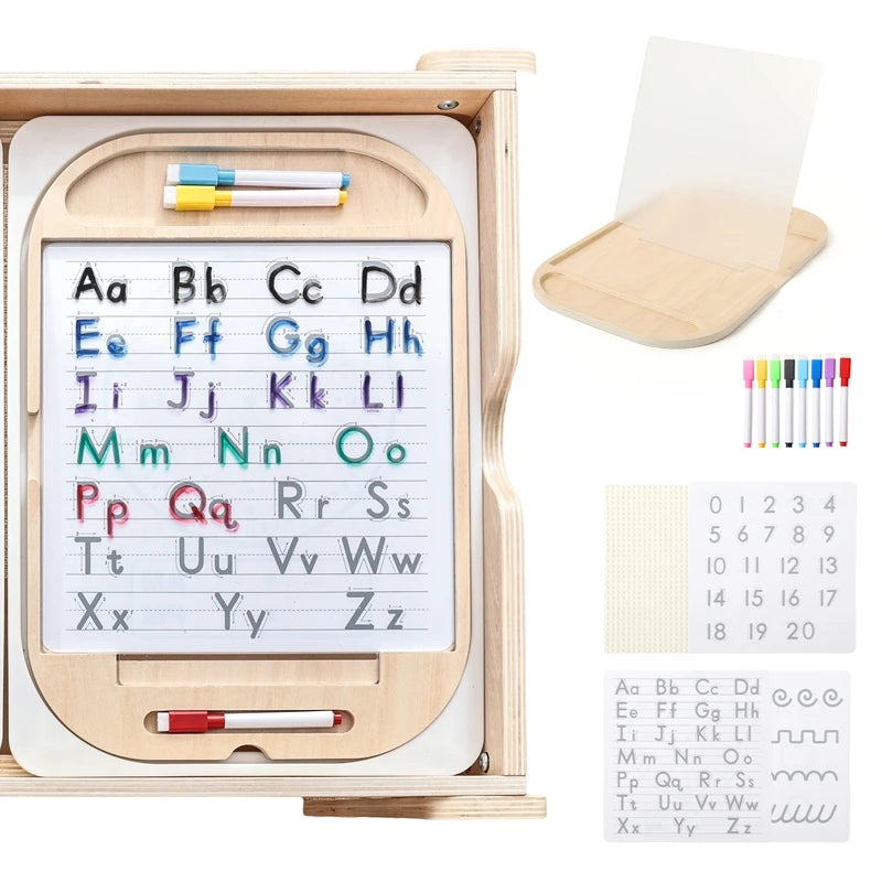 Montessori Children's Optical Wooden Sensory Table Used for Sensory Board Games Number and Letter Spelling Toys Gift
