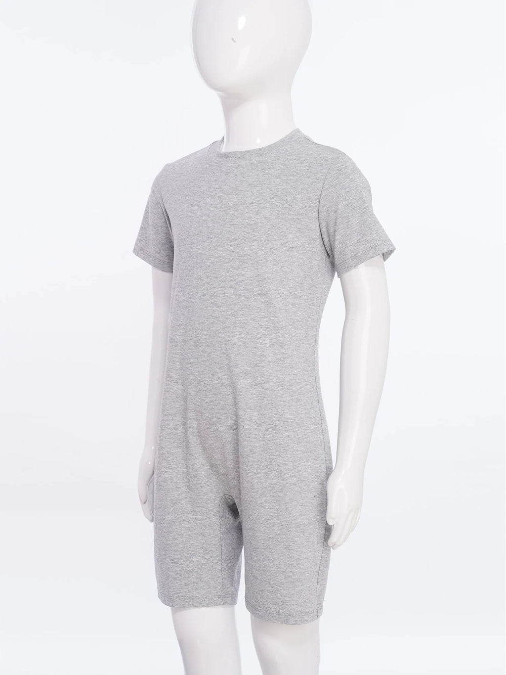 Children Boys Girls 3Pcs Set Autism Special Needs Adaptive Clothing Short Sleeve Back Zipper Anti-strip Solid Color Bodysuit