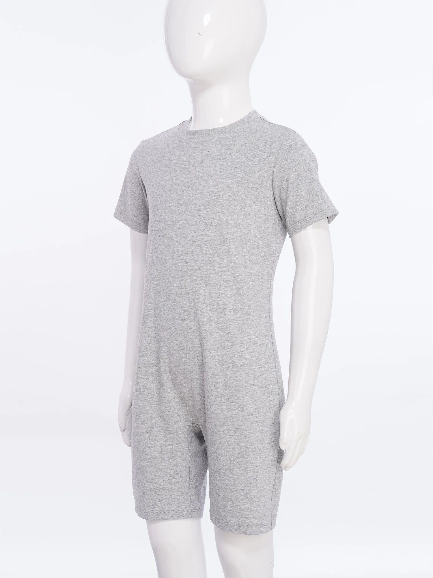 Children Boys Girls 3Pcs Set Autism Special Needs Adaptive Clothing Short Sleeve Back Zipper Anti-strip Solid Color Bodysuit