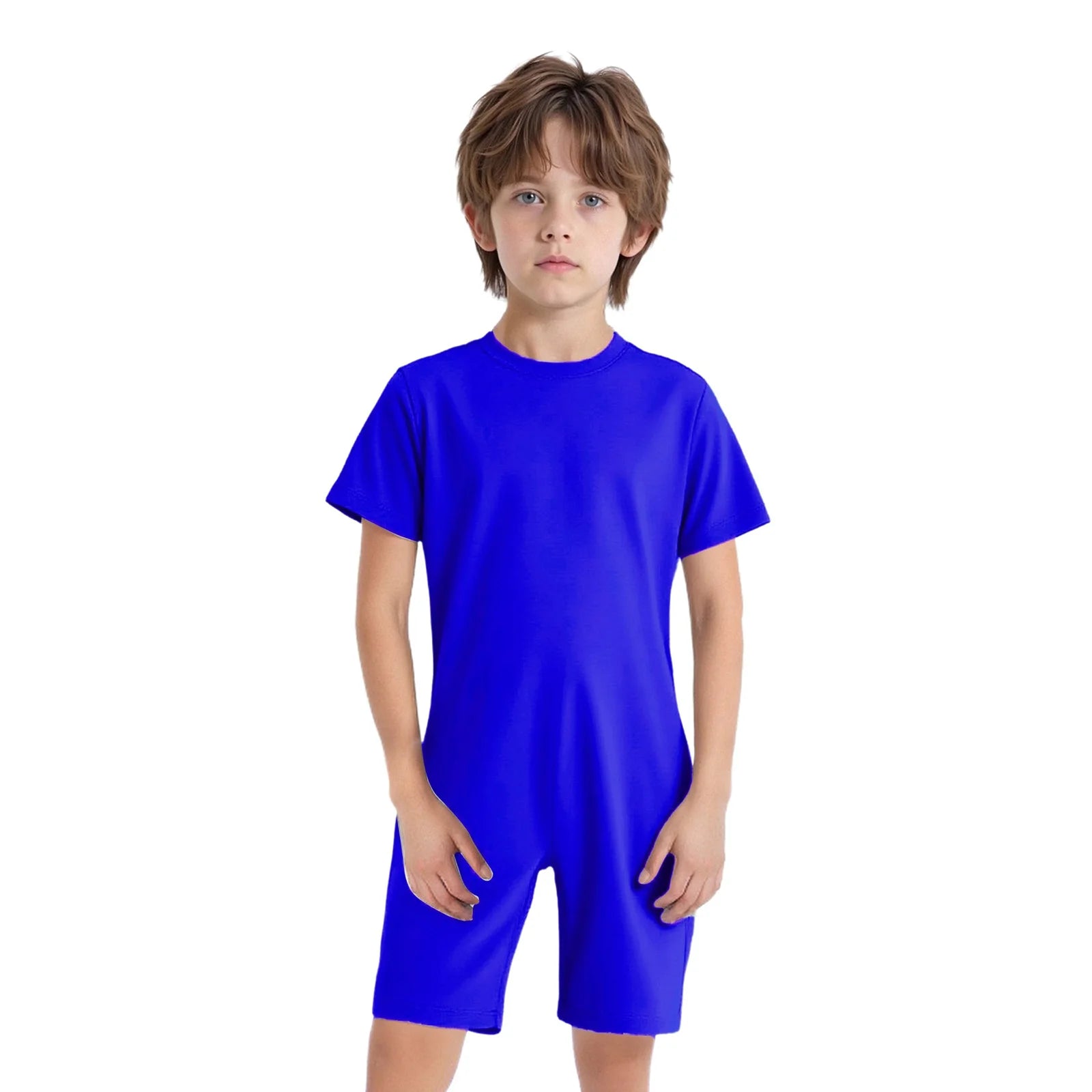 Children Boys Girls 3Pcs Set Autism Special Needs Adaptive Clothing Short Sleeve Back Zipper Anti-strip Solid Color Bodysuit