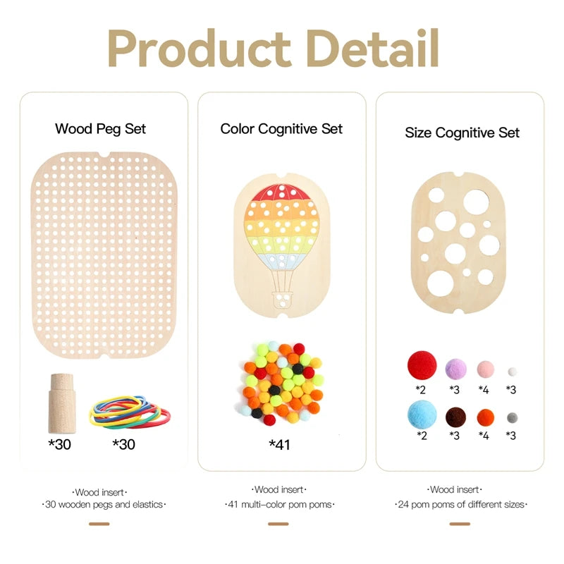 Wooden Montessori Sensory Table Board Kids Colorful Ball Sorting Game Early Learning Toy Kids Fine Motor Skills Training Gift