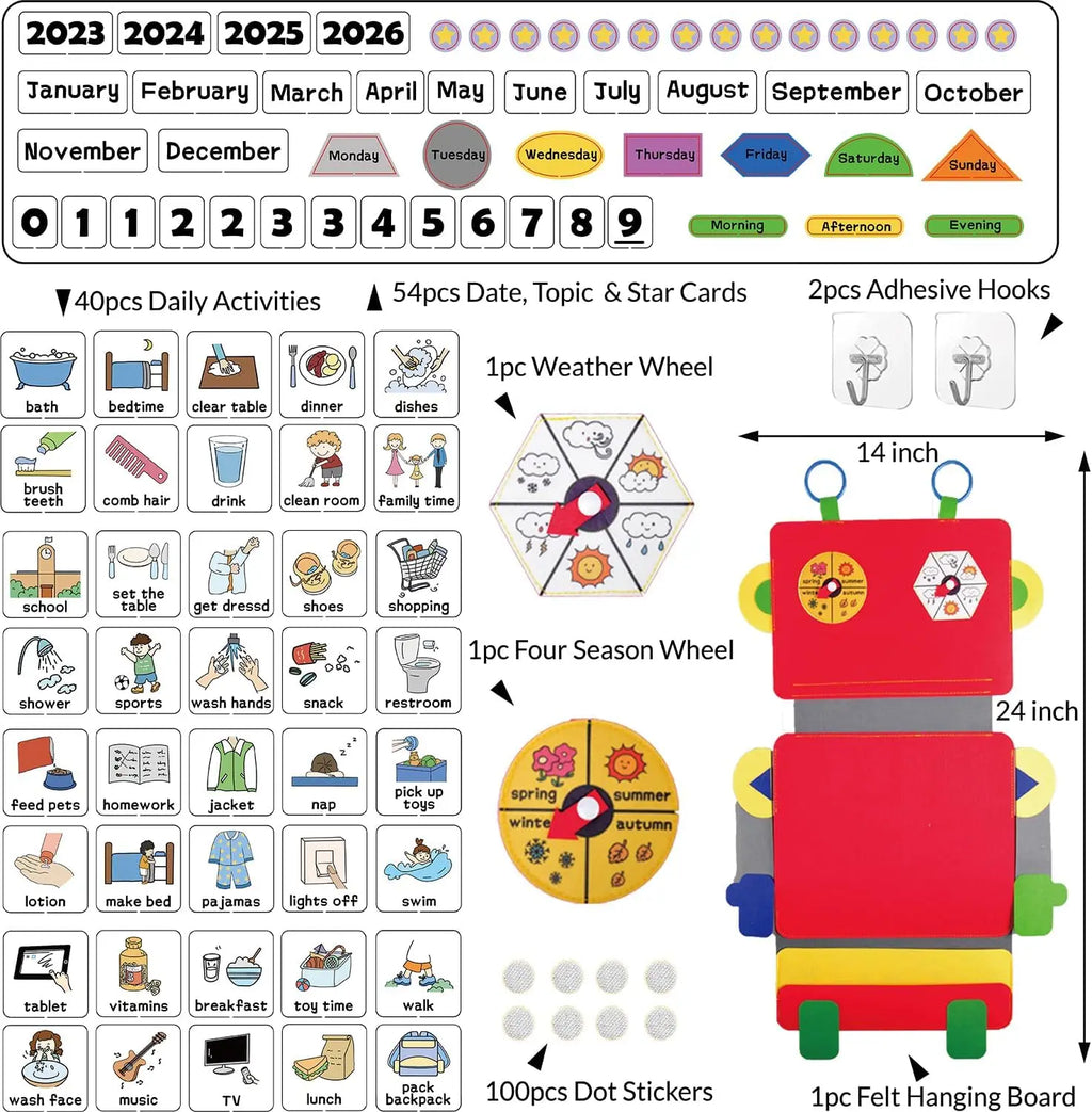 My First Daily Calendar Circle Time Preschool Classroom Learning Toys Daily Routine Chart for Kids with Autism Learning Material