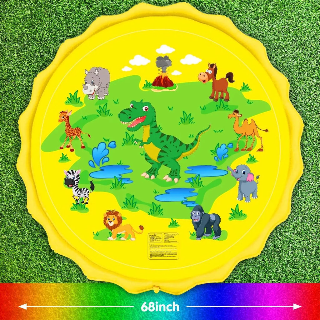 PVC Inflatable Water Spray Pad, Courtyard Water Play Pad, Blue Dolphin Pattern Water Sports Mat