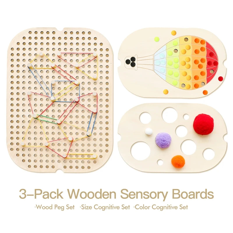Wooden Montessori Sensory Table Board Kids Colorful Ball Sorting Game Early Learning Toy Kids Fine Motor Skills Training Gift