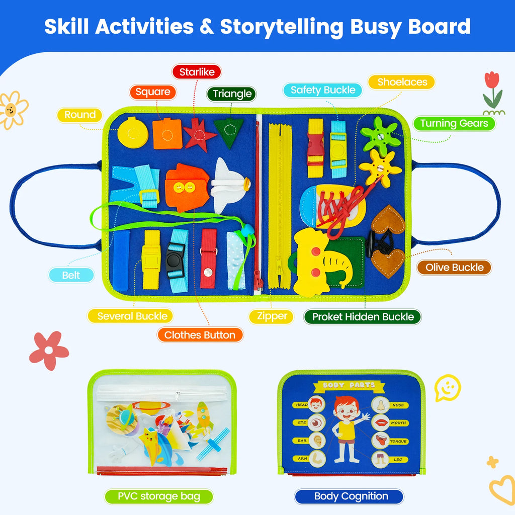 Busy Board Montessori Toys for Toddler Busy Book Sensory Preshool Early Education Learning Fine Motor Skills Toys For Children