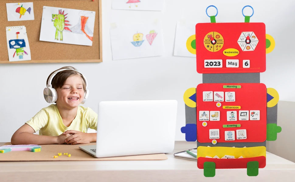 My First Daily Calendar Circle Time Preschool Classroom Learning Toys Daily Routine Chart for Kids with Autism Learning Material