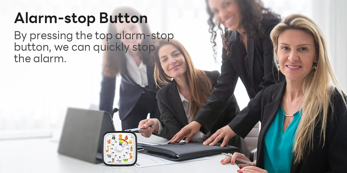 Visual Timer with Silicone Case, Land Animal Dial Countdown Timer with Optional Alarm, Silent Time Management Too