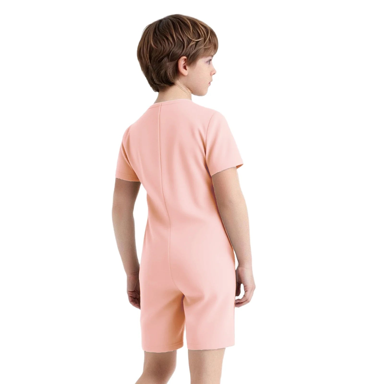 Children Boys Girls 3Pcs Set Autism Special Needs Adaptive Clothing Short Sleeve Back Zipper Anti-strip Solid Color Bodysuit