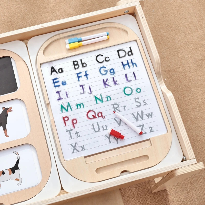 Montessori Children's Optical Wooden Sensory Table Used for Sensory Board Games Number and Letter Spelling Toys Gift