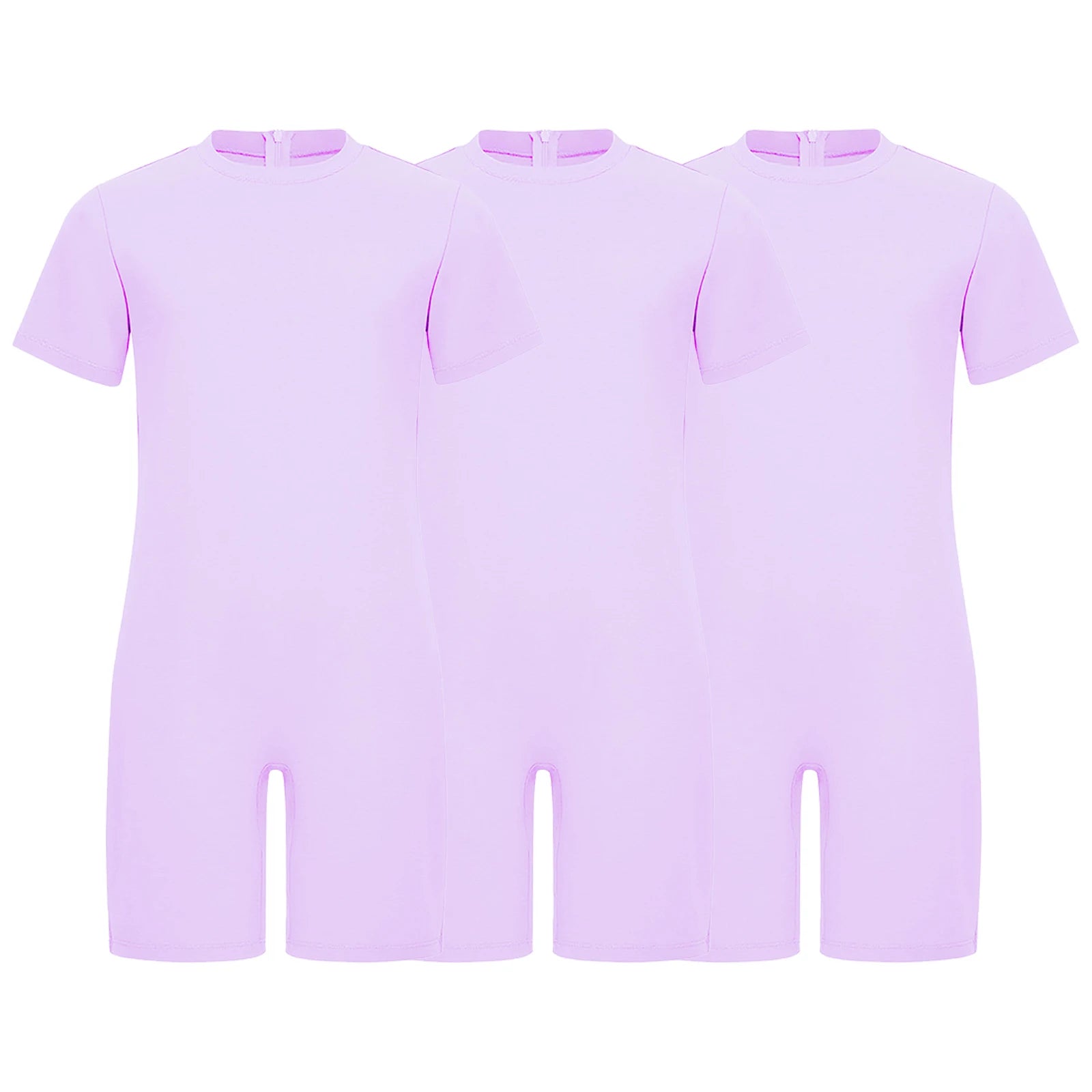 Children Boys Girls 3Pcs Set Autism Special Needs Adaptive Clothing Short Sleeve Back Zipper Anti-strip Solid Color Bodysuit