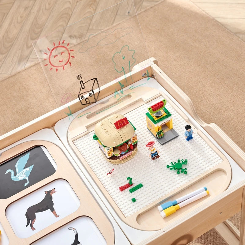 Montessori Children's Optical Wooden Sensory Table Used for Sensory Board Games Number and Letter Spelling Toys Gift
