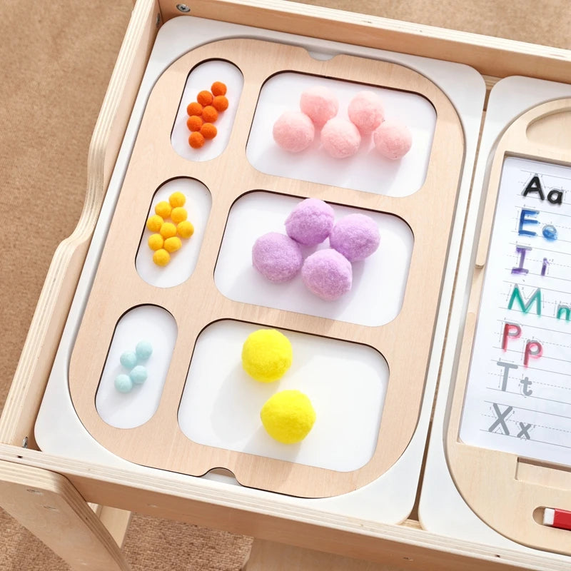 Montessori Children's Optical Wooden Sensory Table Used for Sensory Board Games Number and Letter Spelling Toys Gift