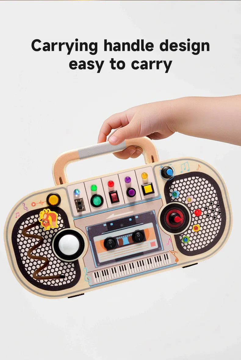 Montessori Busy Board With Switch Control Wooden Toddler Toys Sensory Travel Activities Toys For Kids Puzzle Early Learning Toys