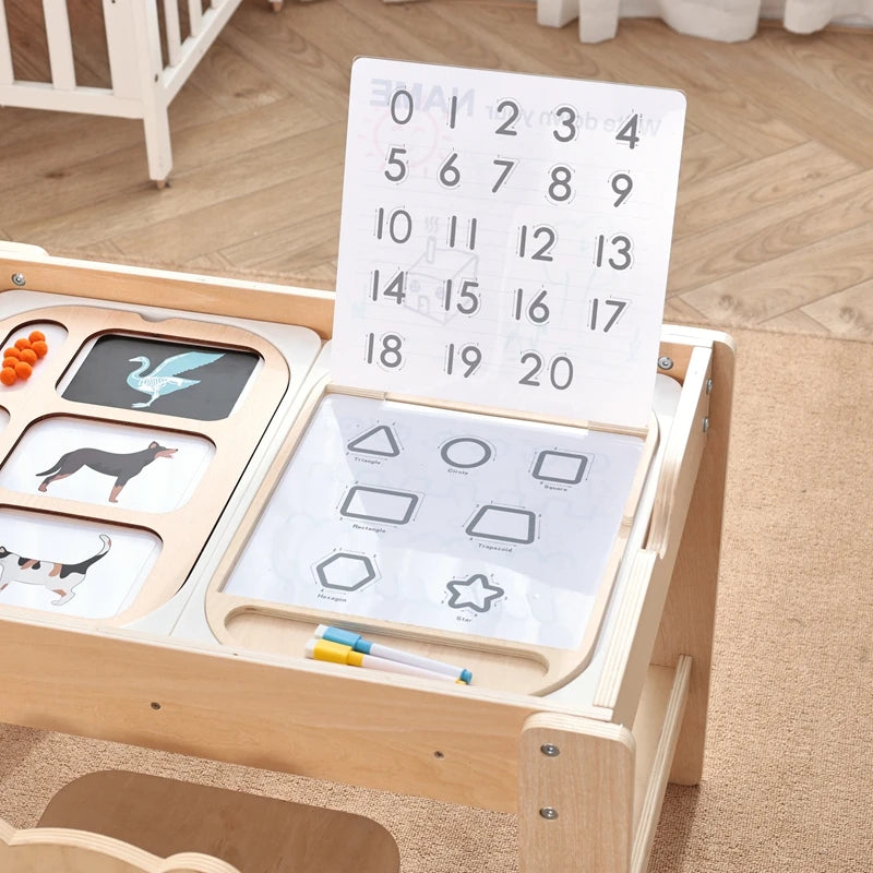 Montessori Children's Optical Wooden Sensory Table Used for Sensory Board Games Number and Letter Spelling Toys Gift