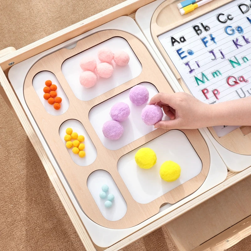 Montessori Children's Optical Wooden Sensory Table Used for Sensory Board Games Number and Letter Spelling Toys Gift