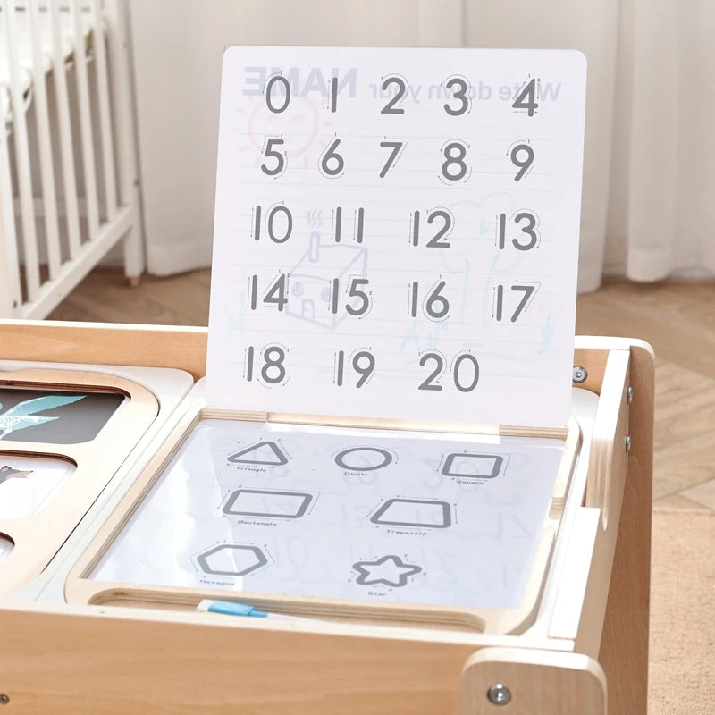 Montessori Children's Optical Wooden Sensory Table Used for Sensory Board Games Number and Letter Spelling Toys Gift