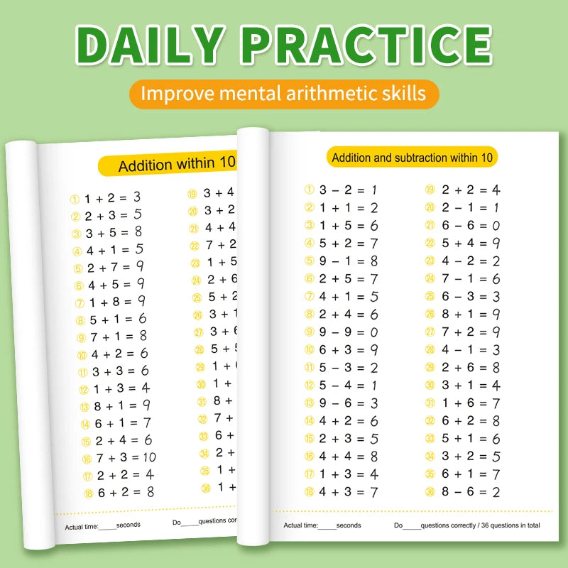 Children's Math Exercise Book, Math Improvement Tool: Addition and Subtraction Within 100, Ideal Math Education Workbook, Back-To-School Gift.