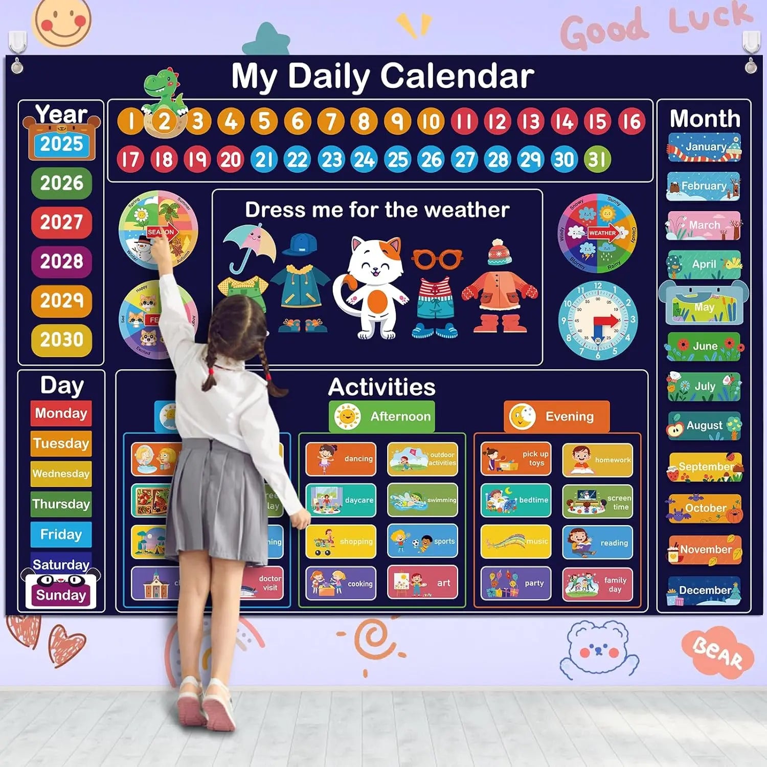 My First Daily Calendar Circle Time Preschool Classroom Learning Toys Daily Routine Chart for Kids with Autism Learning Material