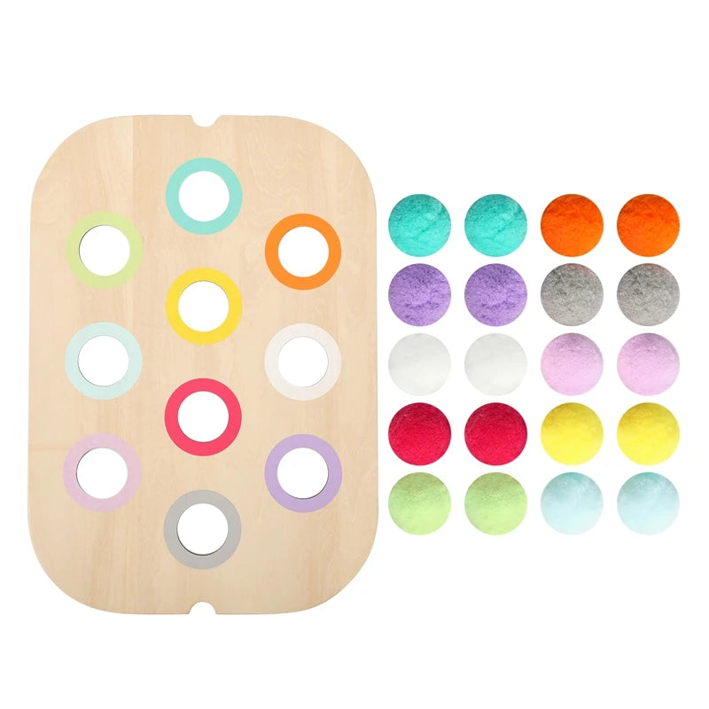 Wooden Montessori Sensory Table Board Kids Colorful Ball Sorting Game Early Learning Toy Kids Fine Motor Skills Training Gift