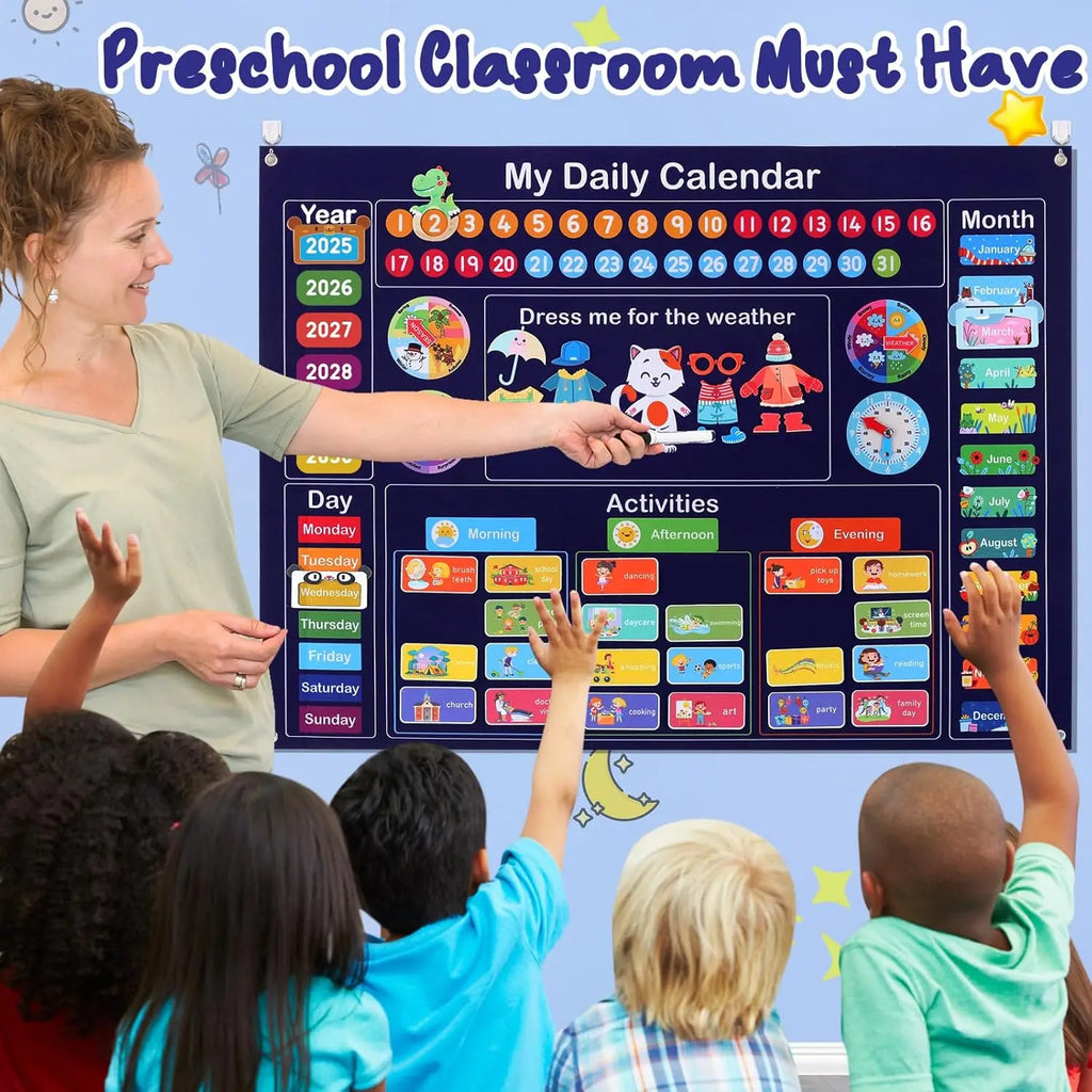 My First Daily Calendar Circle Time Preschool Classroom Learning Toys Daily Routine Chart for Kids with Autism Learning Material