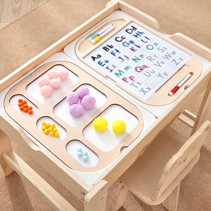 Montessori Children's Optical Wooden Sensory Table Used for Sensory Board Games Number and Letter Spelling Toys Gift