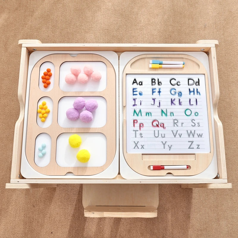 Montessori Children's Optical Wooden Sensory Table Used for Sensory Board Games Number and Letter Spelling Toys Gift