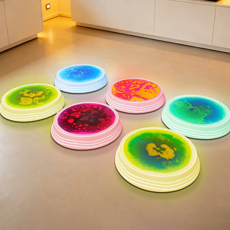 Montessori Rainbow Floor Mat LED Lighting Balance Stone Sensory Integration Training Toys Children Water Mat Jumping Sports Game