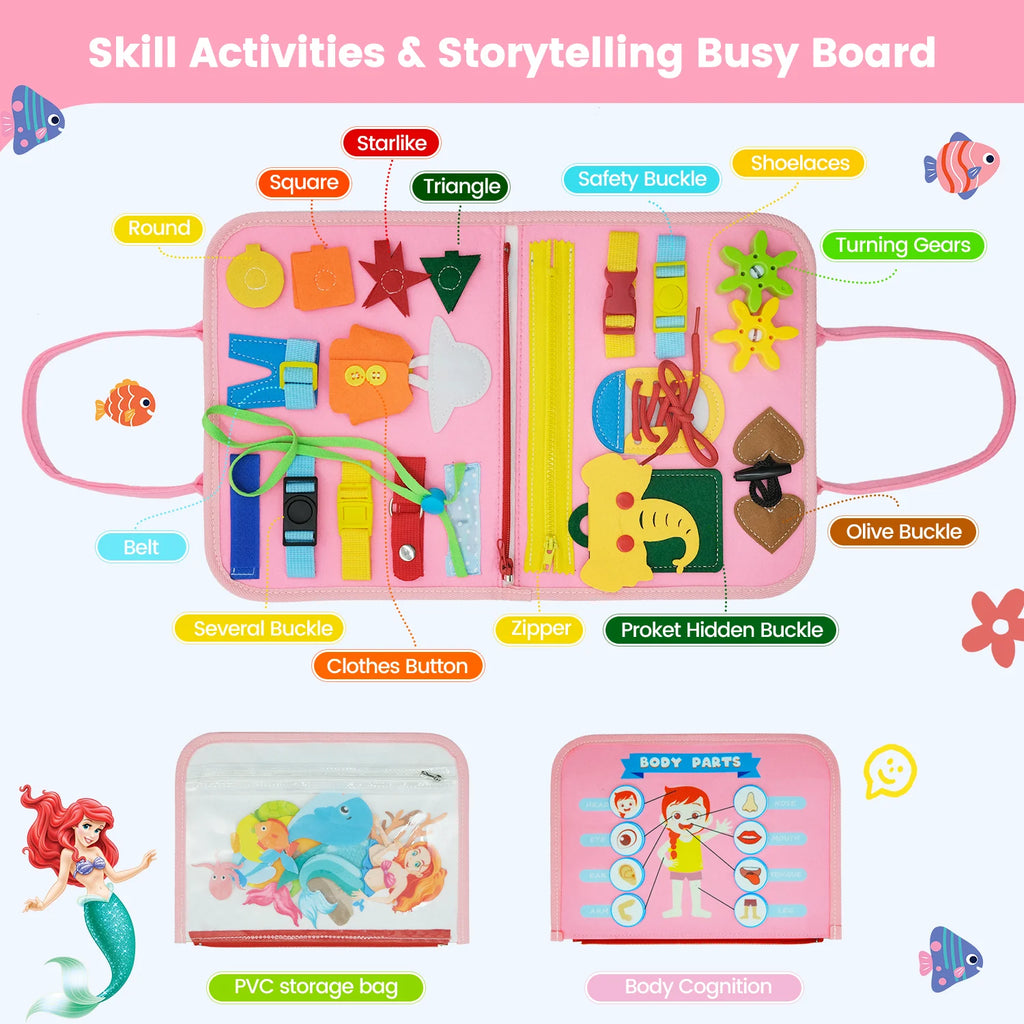 Busy Board Montessori Toys for Toddler Busy Book Sensory Preshool Early Education Learning Fine Motor Skills Toys For Children