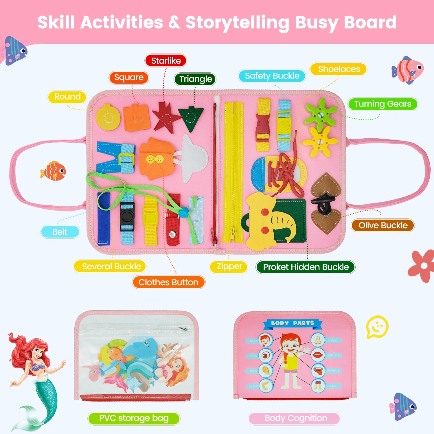 Busy Board Montessori Toys for Toddler Busy Book Sensory Preshool Early Education Learning Fine Motor Skills Toys For Children