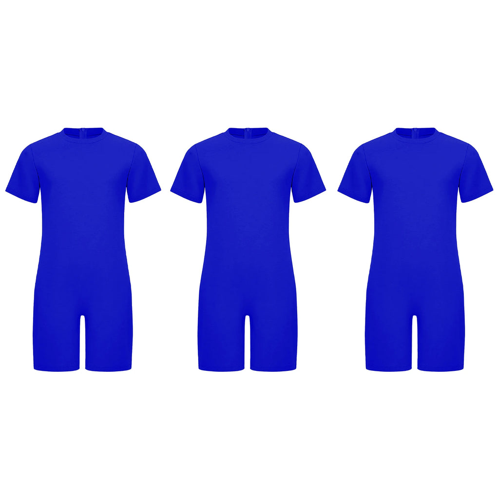Children Boys Girls 3Pcs Set Autism Special Needs Adaptive Clothing Short Sleeve Back Zipper Anti-strip Solid Color Bodysuit