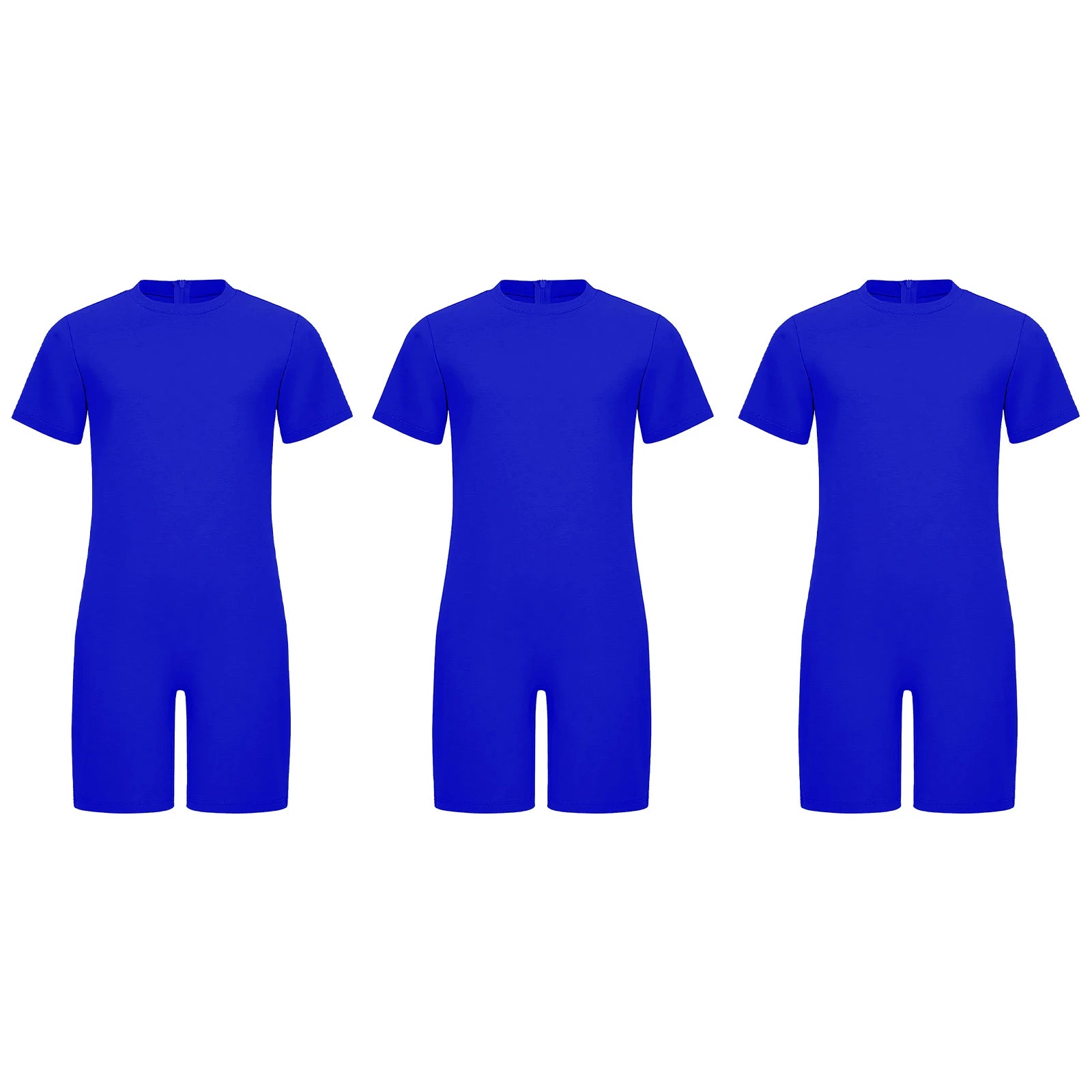 Children Boys Girls 3Pcs Set Autism Special Needs Adaptive Clothing Short Sleeve Back Zipper Anti-strip Solid Color Bodysuit