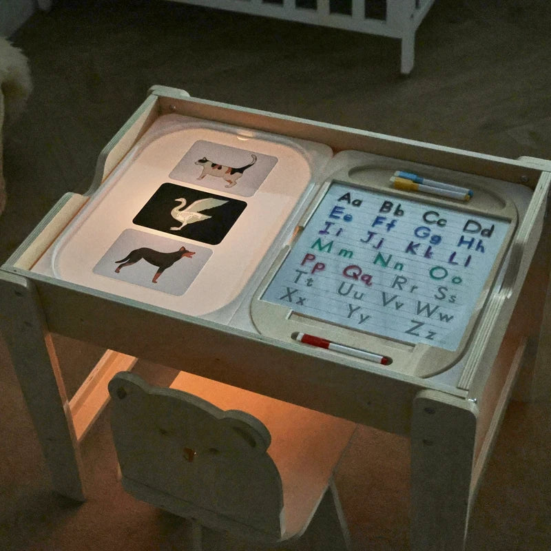 Montessori Children's Optical Wooden Sensory Table Used for Sensory Board Games Number and Letter Spelling Toys Gift