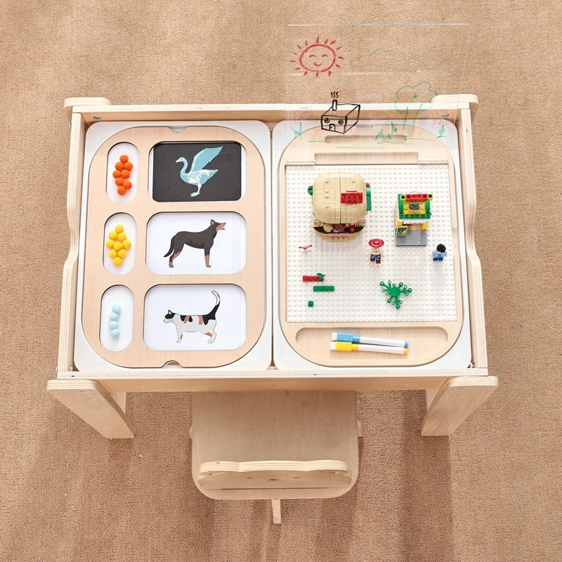Montessori Children's Optical Wooden Sensory Table Used for Sensory Board Games Number and Letter Spelling Toys Gift
