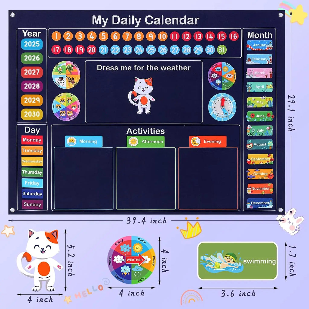 My First Daily Calendar Circle Time Preschool Classroom Learning Toys Daily Routine Chart for Kids with Autism Learning Material