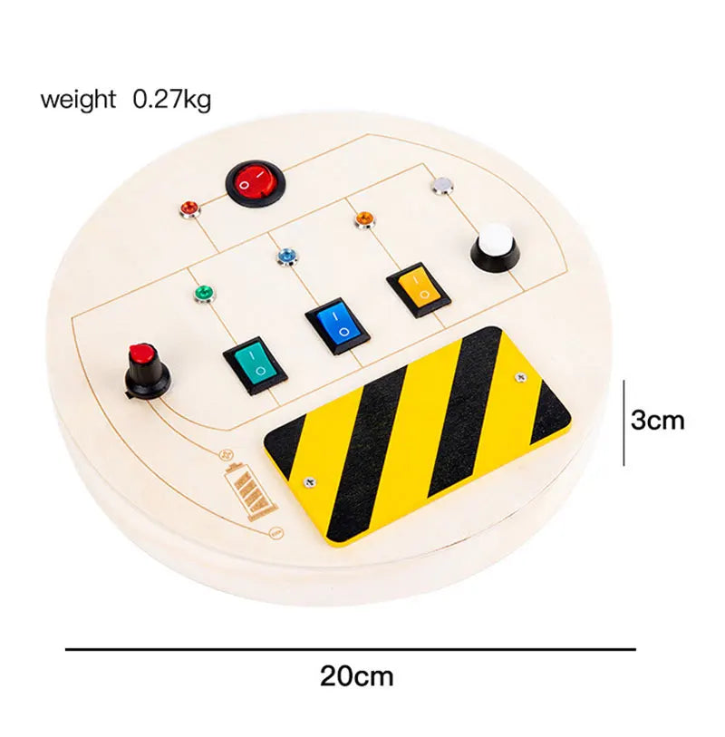 Montessori Busy Board Sensory Toys Wooden With LED Light Switch Control Board Travel Activities Children Games For 2-4 Years Old