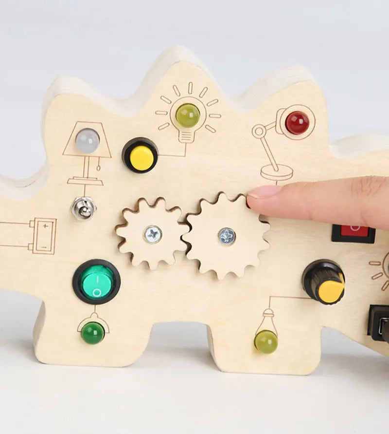 Montessori Busy Board Sensory Toys Wooden With LED Light Switch Control Board Travel Activities Children Games For 2-4 Years Old