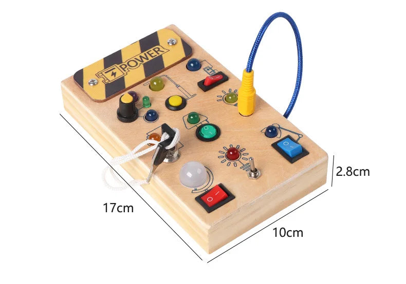 Montessori Busy Board With Switch Control Wooden Toddler Toys Sensory Travel Activities Toys For Kids Puzzle Early Learning Toys