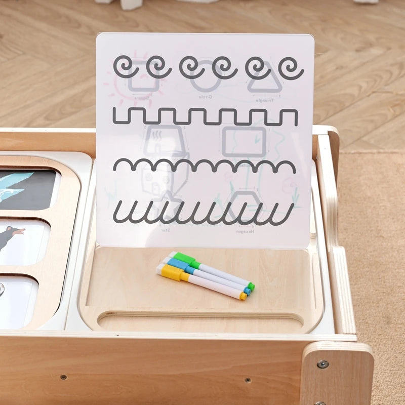 Montessori Children's Optical Wooden Sensory Table Used for Sensory Board Games Number and Letter Spelling Toys Gift