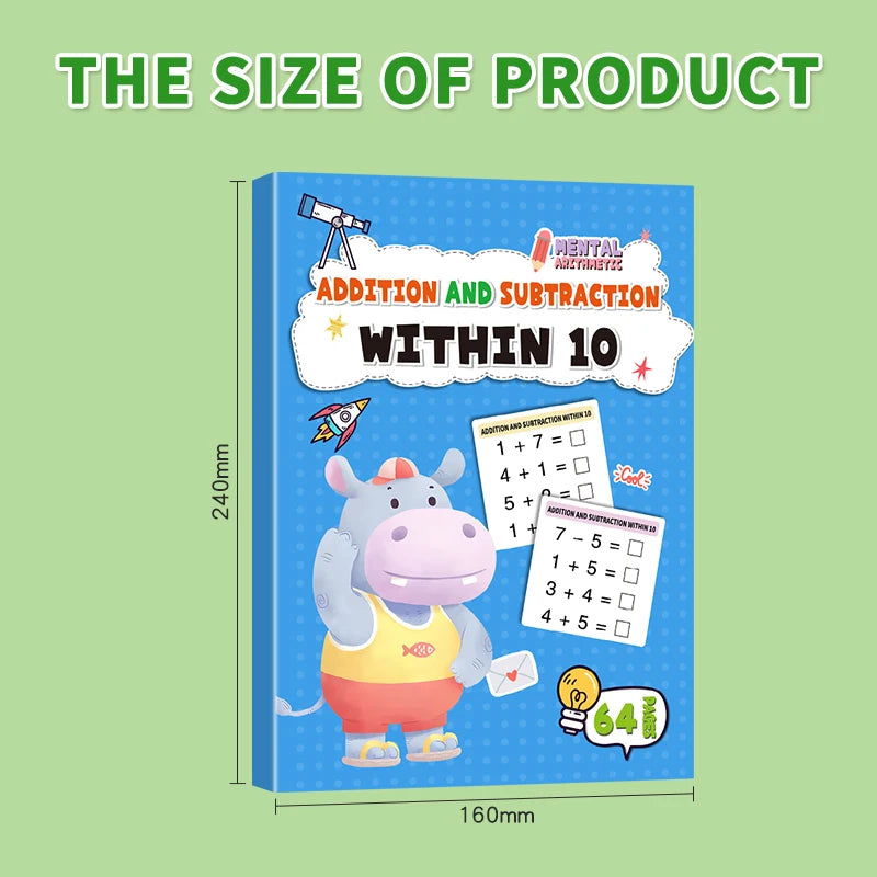 Children's Math Exercise Book, Math Improvement Tool: Addition and Subtraction Within 100, Ideal Math Education Workbook, Back-To-School Gift.