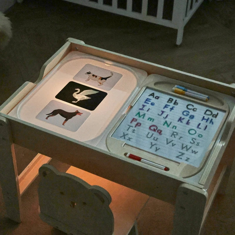 Montessori Children's Optical Wooden Sensory Table Used for Sensory Board Games Number and Letter Spelling Toys Gift