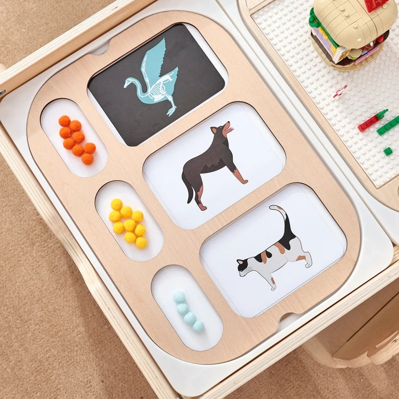 Montessori Children's Optical Wooden Sensory Table Used for Sensory Board Games Number and Letter Spelling Toys Gift