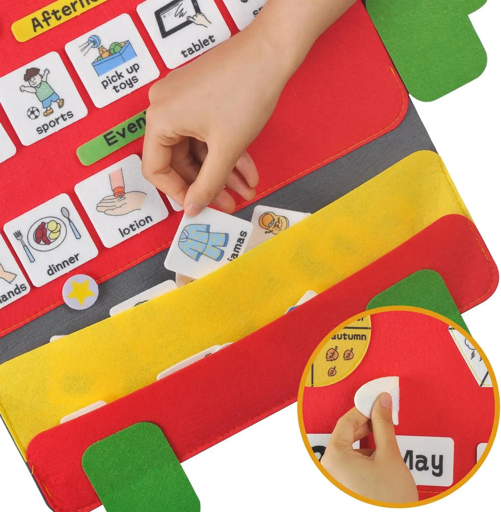 My First Daily Calendar Circle Time Preschool Classroom Learning Toys Daily Routine Chart for Kids with Autism Learning Material