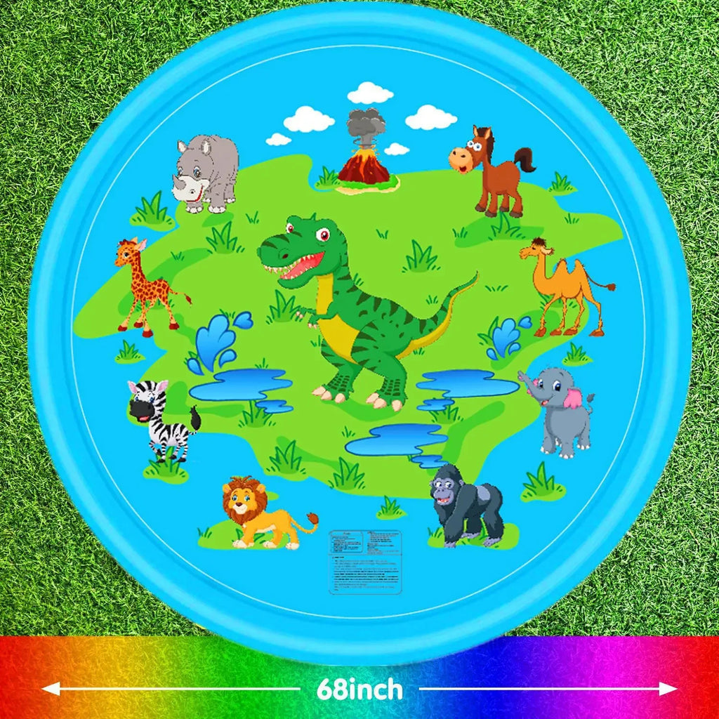 PVC Inflatable Water Spray Pad, Courtyard Water Play Pad, Blue Dolphin Pattern Water Sports Mat